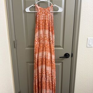 Orange Patterned Maxi Dress